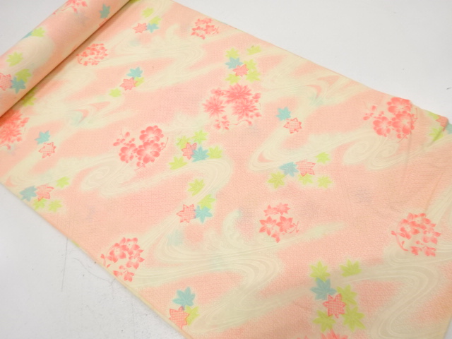 JAPANESE KIMONO / ANTIQUE BOLT FOR JUBAN / STREAM & FLOWER